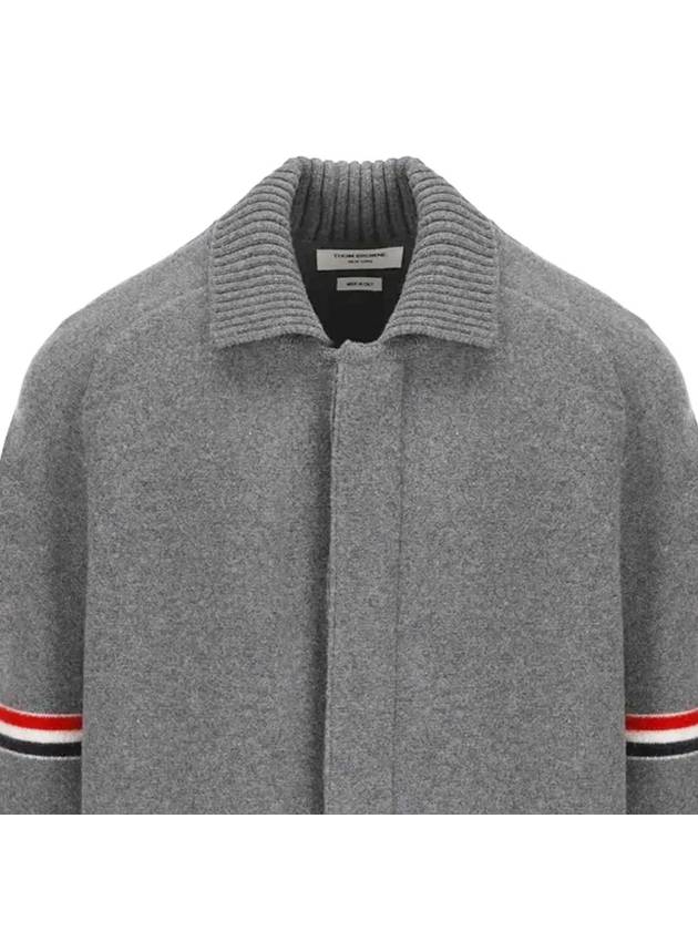 Arm Banding Striped Car Voile Wool Single Coat Grey - THOM BROWNE - BALAAN 5