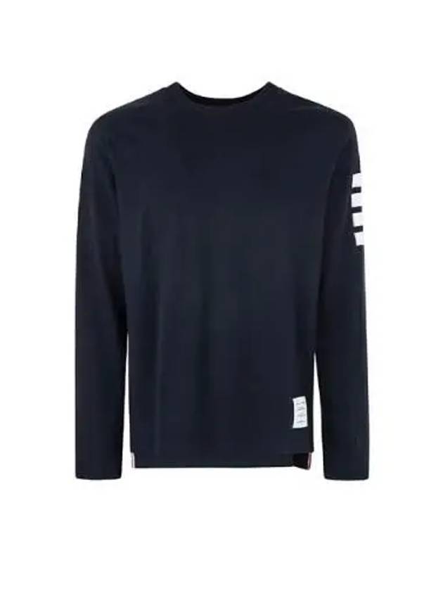 4-Bar Striped Cotton Long Sleeve T-Shirt Navy - THOM BROWNE - BALAAN 2