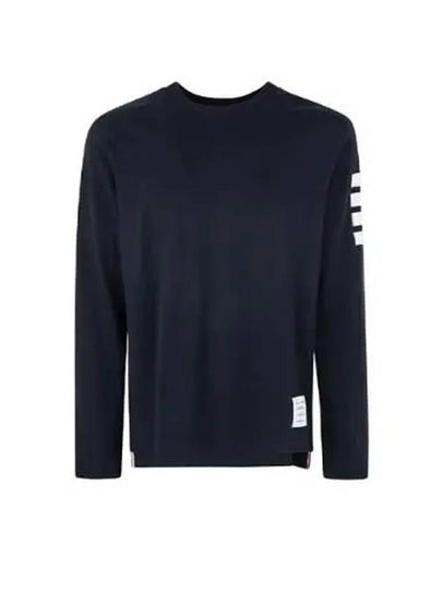 4-Bar Striped Cotton Long Sleeve T-Shirt Navy - THOM BROWNE - BALAAN 2