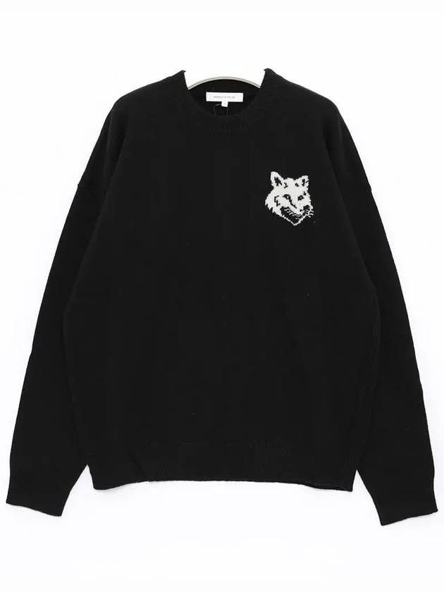 Intarsia Fox Head Comfort Knit Top Black - MAISON KITSUNE - BALAAN 4