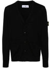 Compass Badge Wool Cardigan Black - STONE ISLAND - BALAAN 1