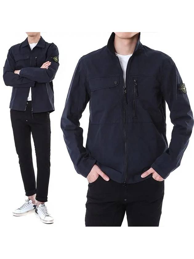 Supima Cotton Twill Stretch-TC Jacket Navy Blue - STONE ISLAND - BALAAN 3