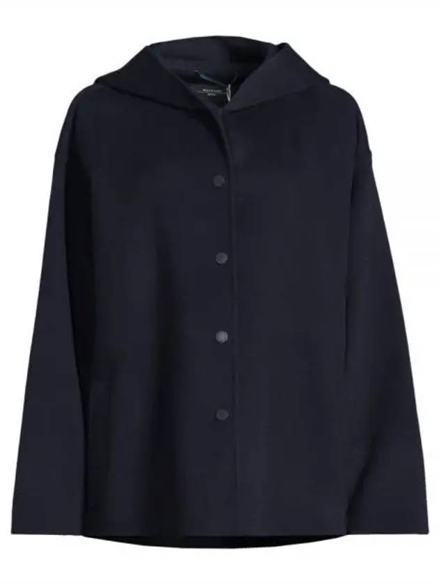 Gennaio Hooded Wool Single Coat Navy - MAX MARA - BALAAN 2