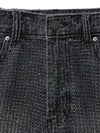 Damaged Striped Denim Short Black - NOIRER FOR WOMEN - BALAAN 5