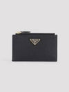 Saffiano Leather Card Wallet Black Silver - PRADA - BALAAN 2