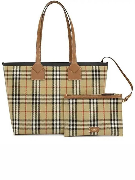 London Check Medium Cotton Tote Bag Archives Beige - BURBERRY - BALAAN 2