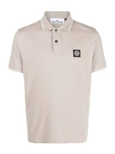 Stretch Cotton Pique Short Sleeve Polo Shirt Dove Grey - STONE ISLAND - BALAAN 2