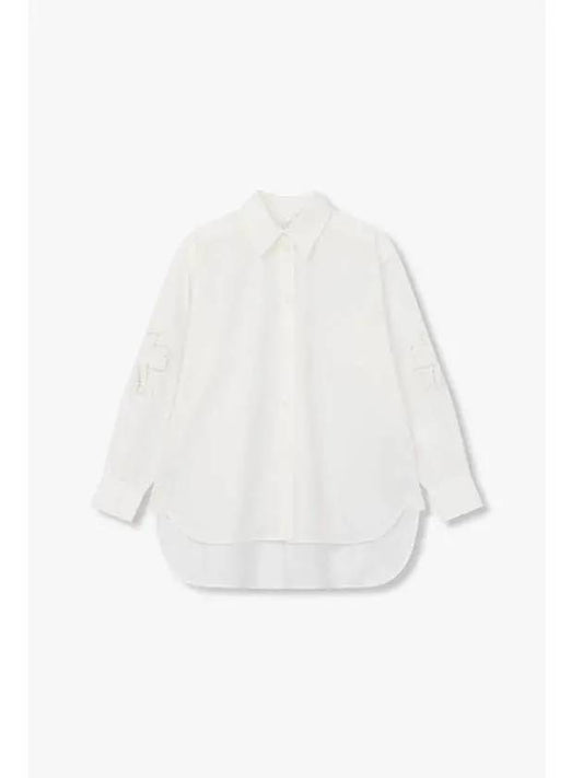 30 9 29 Women Eyelet Sleeve Cotton Shirt White - PAUL SMITH - BALAAN 1