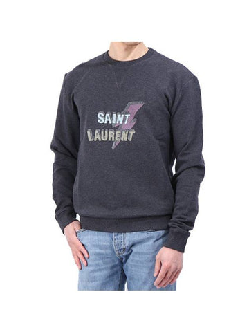 Logo Print Cotton Sweatshirt Grey - SAINT LAURENT - BALAAN 1