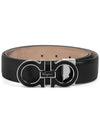 Adjustable Gancini Gunmetal Logo Leather Belt Black - SALVATORE FERRAGAMO - BALAAN 6