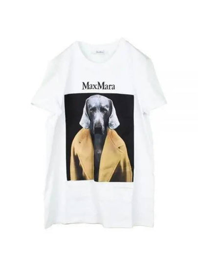 Cypria Print Cotton Short Sleeve T-Shirt White - MAX MARA - BALAAN 2