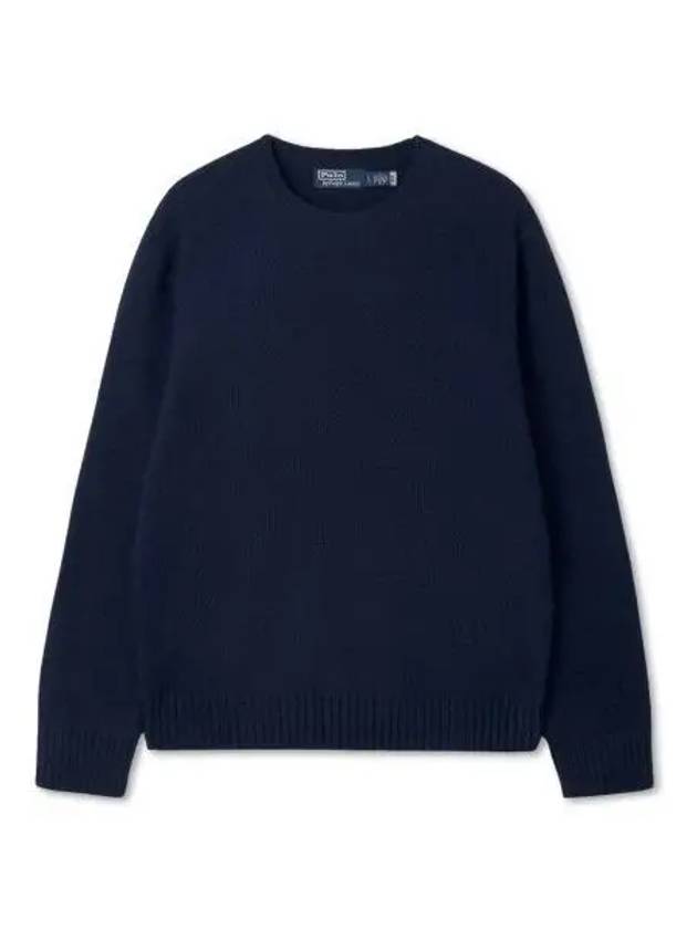 30 points paid suede patch wool cashmere sweater blue - POLO RALPH LAUREN - BALAAN 1