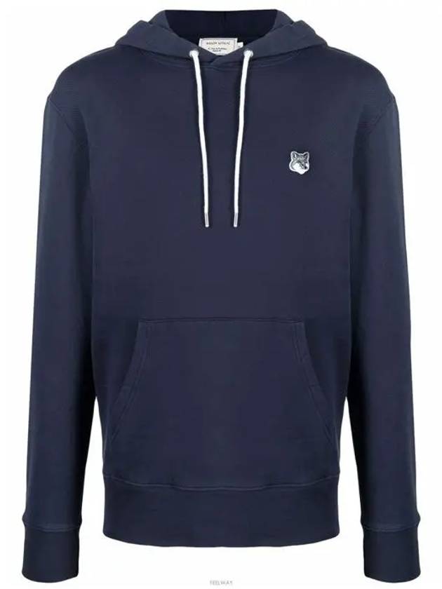 Grey Fox Head Patch Classic Cotton Hoodie Navy - MAISON KITSUNE - BALAAN 3