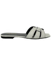 Stud Tribute Flat Sandals White - SAINT LAURENT - BALAAN 3