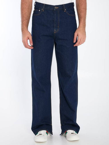 Wide-Leg Jeans With Embroidery - GUCCI - BALAAN 1