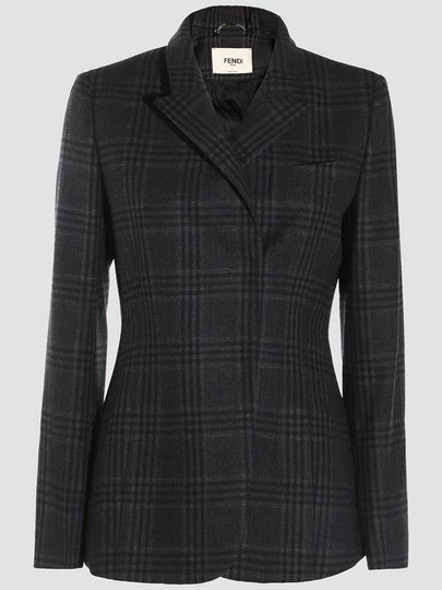 Check Wool Jacket Black - FENDI - BALAAN 2