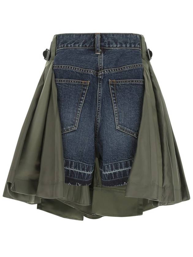 two-tone nylon denim shorts khaki blue - SACAI - BALAAN 3