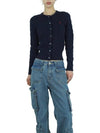 Women's Embroidered Logo Pony Cable Cardigan Navy - POLO RALPH LAUREN - BALAAN 3