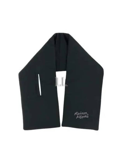 Embroidered Logo Puffer Scarf Black - MAISON KITSUNE - BALAAN 2