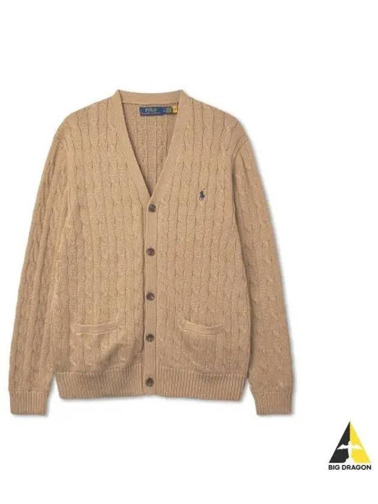 Cable knit cotton cardigan brown - POLO RALPH LAUREN - BALAAN 1