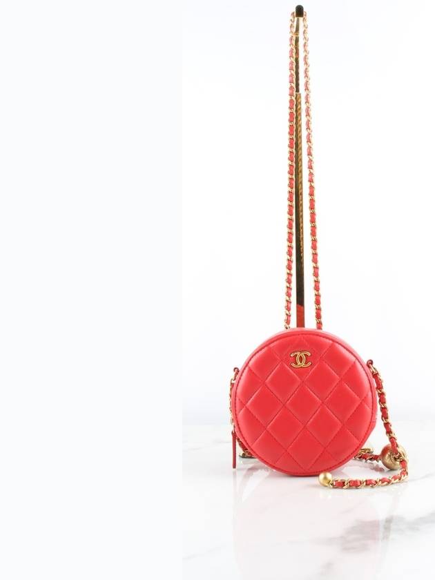 Round red caviar tambourine bag - CHANEL - BALAAN 1