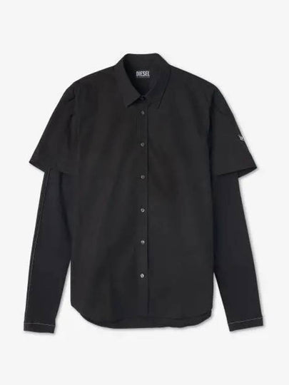 Marley Layered Cotton Long Sleeve Shirt Black - DIESEL - BALAAN 2