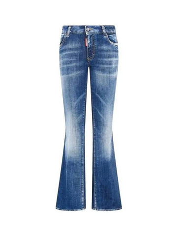 Women's Washed Easy Flare Jeans Medium Waist Flare Indigo - DSQUARED2 - BALAAN 1