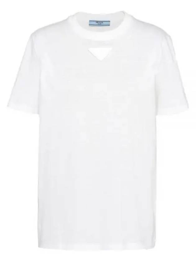 PRADA triangle logo short sleeve t-shirt white 35838Y 11CD F0009 S 231 - PRADA - BALAAN