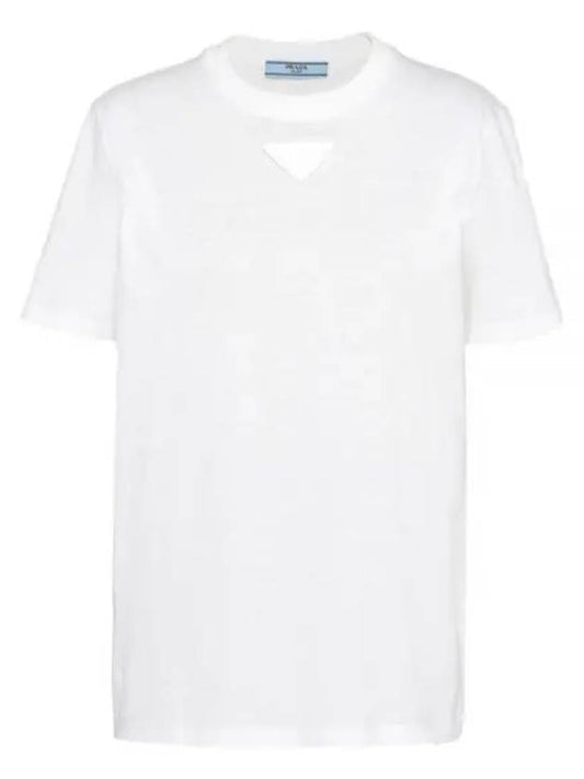 PRADA triangle logo short sleeve t-shirt white 35838Y 11CD F0009 S 231 - PRADA - BALAAN