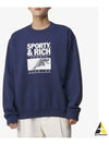 Motion Club Crew Neck Cotton Sweatshirt Navy - SPORTY & RICH - BALAAN 2