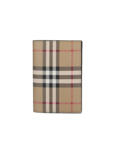 Checked Leather Passport Wallet Beige - BURBERRY - BALAAN 2