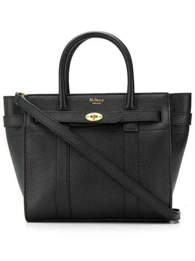 Bayswater Zipped Mini Classic Grain Tote Bag Black - MULBERRY - BALAAN 2