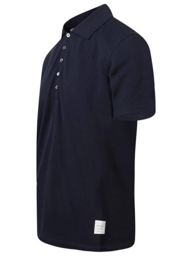 Men's Cotton Pique Center Bag Striped Short Sleeve Polo Shirt  Navy - THOM BROWNE - BALAAN 2