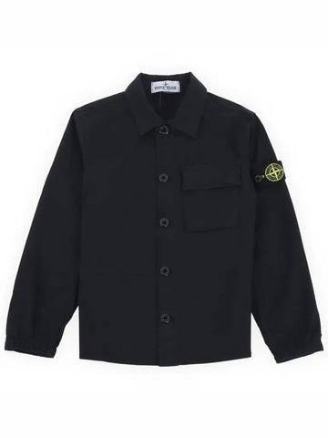 Stone Kids Waffen Patch Front Pocket Shirt Jacket Navy 781610511 V0020 10A12A - STONE ISLAND - BALAAN 1