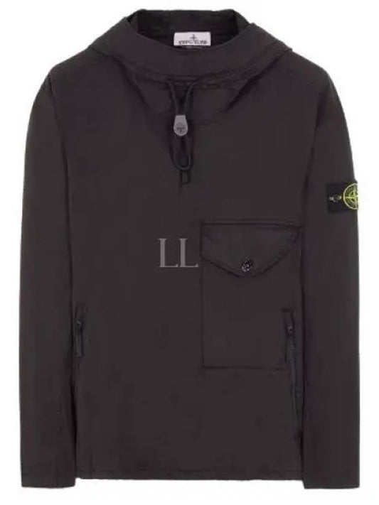 Supima Logo Patch Cotton Twill Anorak Black - STONE ISLAND - BALAAN 2