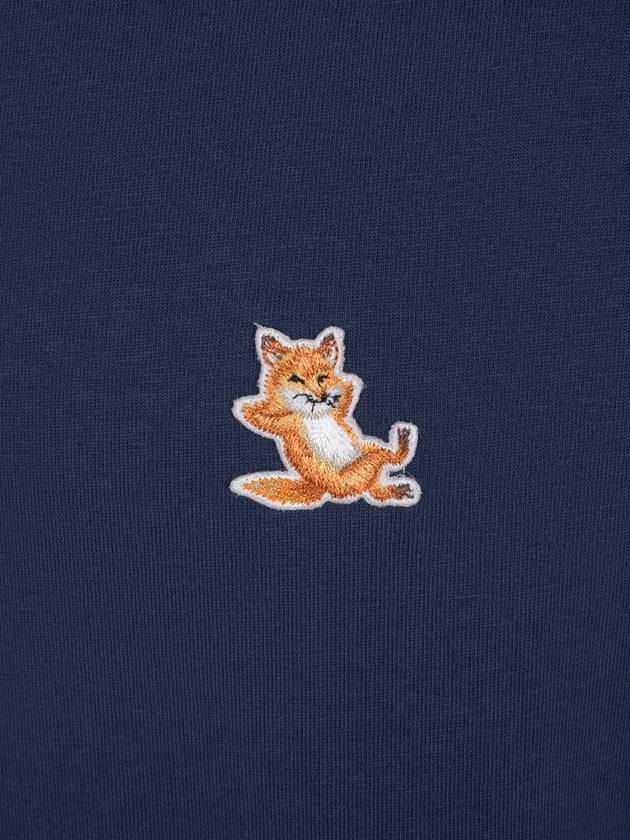 Chillax Fox Patch Regular Short Sleeve T-Shirt Blue - MAISON KITSUNE - BALAAN 4