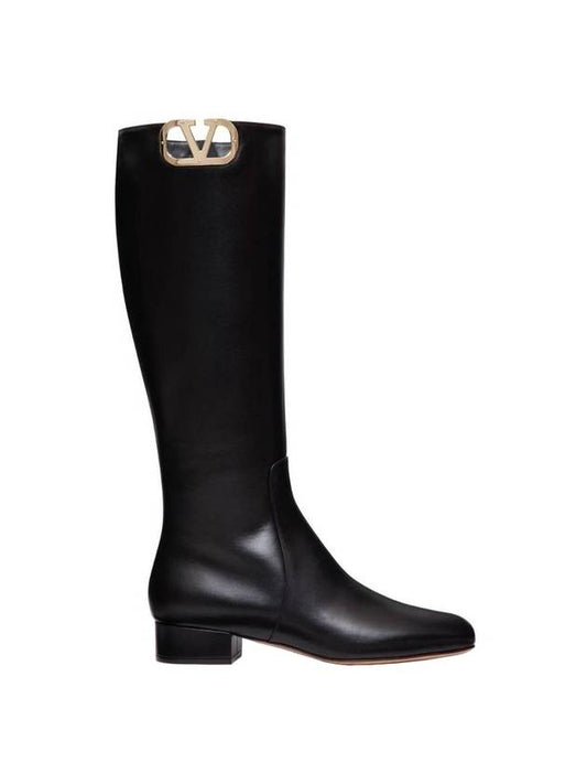 Women's V Logo Long Boots Black - VALENTINO - BALAAN 1