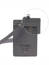 Saffiano Logo Case Necklace Card Wallet Grey - PRADA - BALAAN 3