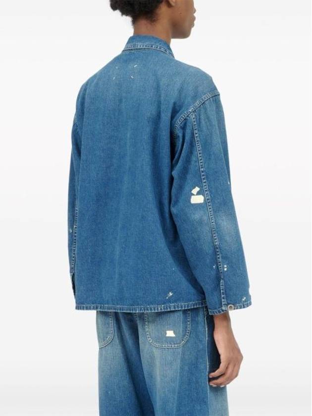 Distressed Denim Cotton Long Sleeve Shirt Navy - MAISON MARGIELA - BALAAN 7