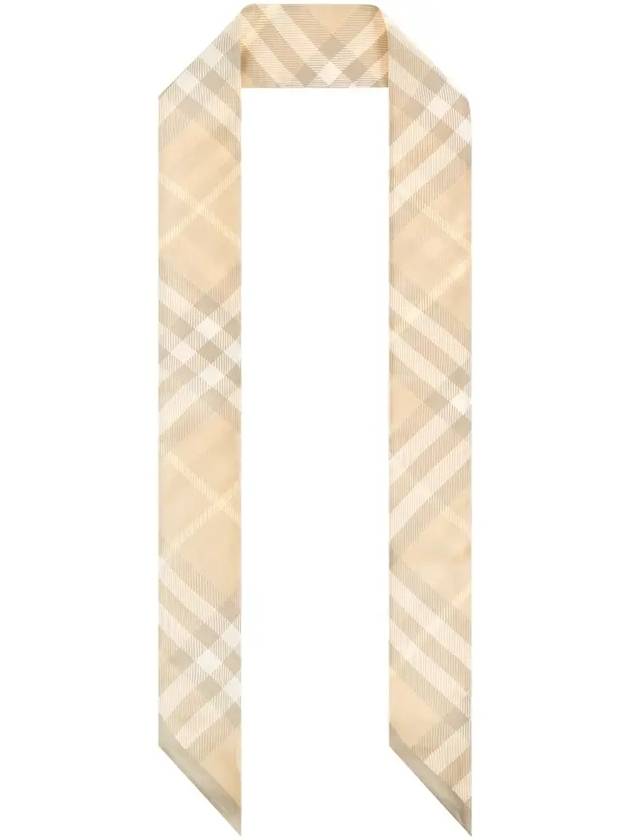 Skinny Check Silk Scarf Flax - BURBERRY - BALAAN 3