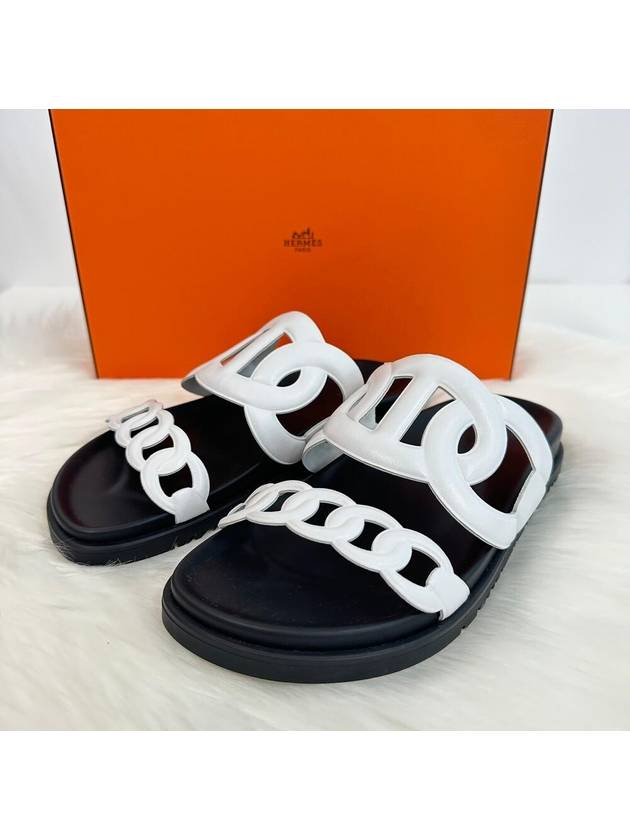 Extra Leather Sandals Slippers White - HERMES - BALAAN 2