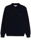 Fox Motif Knitted Polo Shirt Ink Blue - MAISON KITSUNE - BALAAN 2