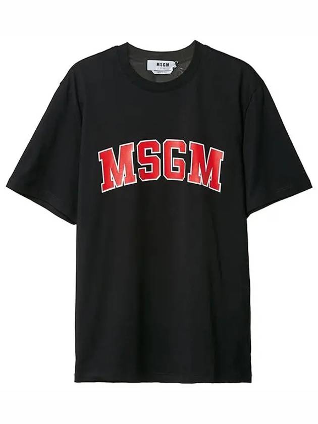 Logo Crew Neck Cotton Short Sleeve T-Shirt Black - MSGM - BALAAN 2