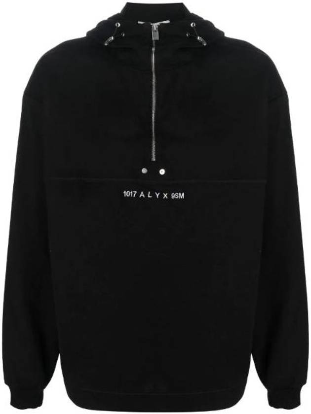 Embroidered Logo Half-Zip Hoodie Black - 1017 ALYX 9SM - BALAAN 1