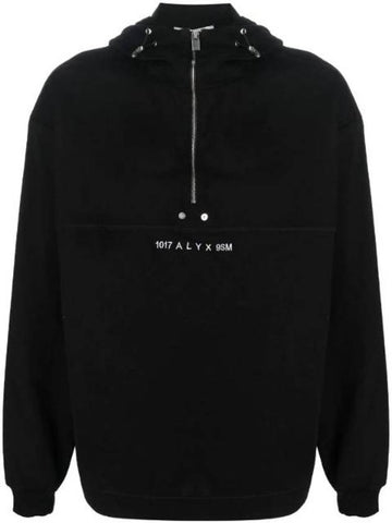 Embroidered Logo Half-Zip Hoodie Black - 1017 ALYX 9SM - BALAAN 1