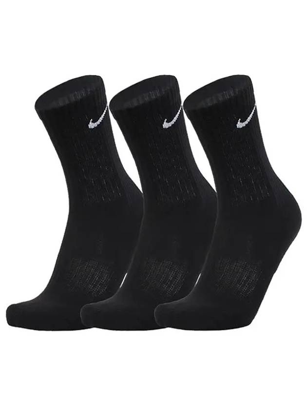 Everyday Cushioned Training Crew Socks 3 Pack Black - NIKE - BALAAN 3