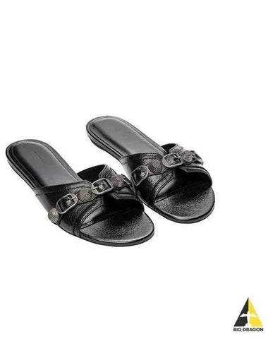 Women s Cargoll Leather Flat Sandals Black 694342 WAD4E - BALENCIAGA - BALAAN 1