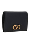 Compact V Logo Signature Calfskin Half Wallet Black - VALENTINO - BALAAN 5