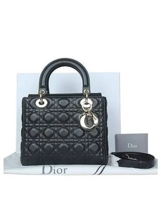 M0565ONGE N900 Gold Plated Black Lambskin Lady Medium 2WAY 3 - DIOR - BALAAN 1