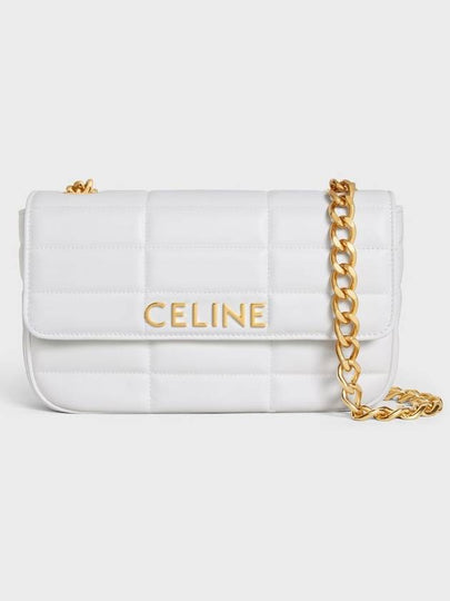 Monochrome Matelasse Quilted Calfskin Chain Shoulder Bag White - CELINE - BALAAN 2